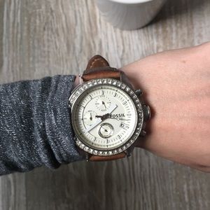 •Fossil• Leather Band Watch